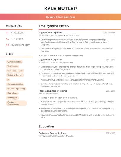 Supply Chain Engineer Resume
