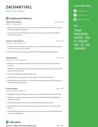 Supply Chain Engineer Resume