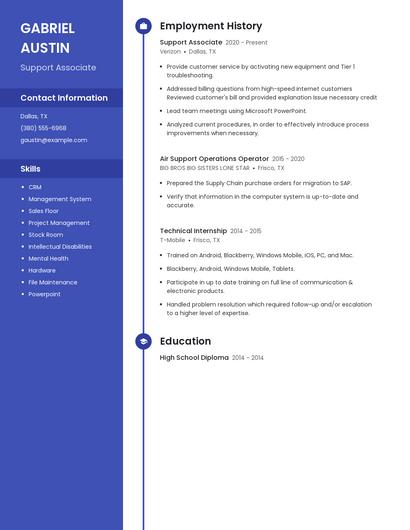 Support Associate Resume