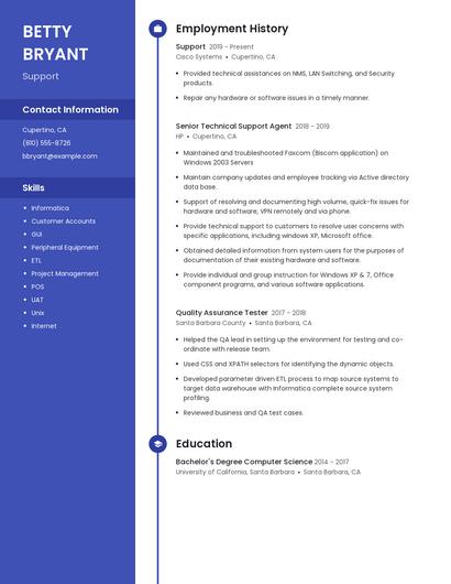 Support Resume