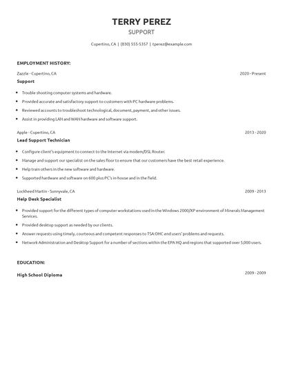 Support Resume