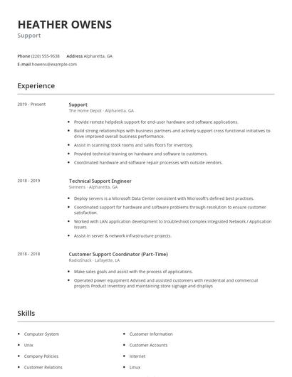 Support Resume