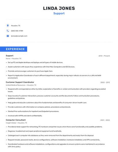 Support Resume