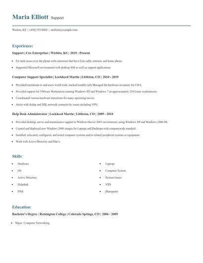 Support Resume