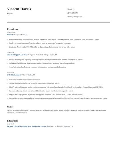 Support Resume