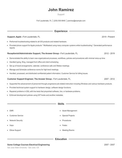 Support Resume