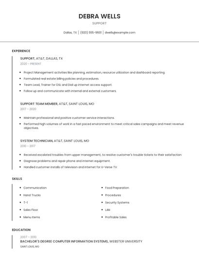 Support Resume