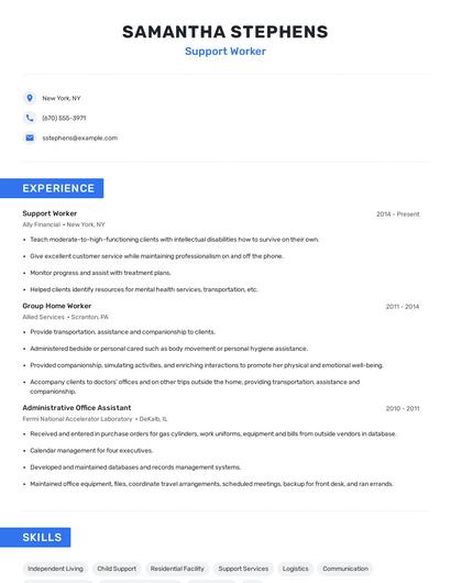 Support Worker Resume