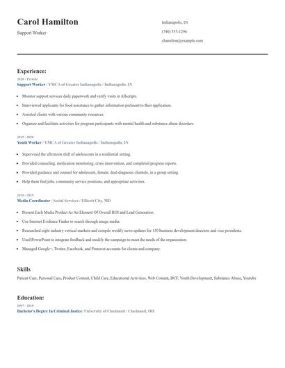 Support Worker Resume