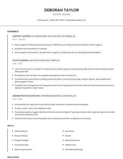 Support Worker Resume