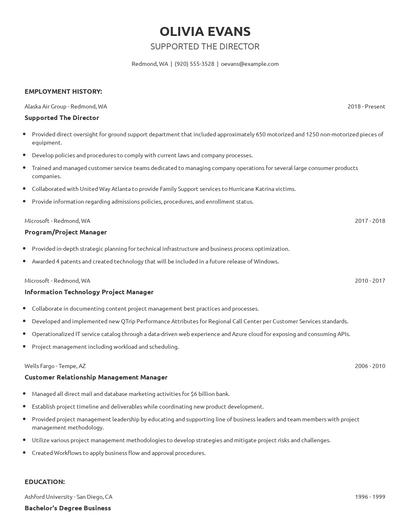 Supported The Director Resume