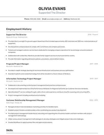 Supported The Director Resume