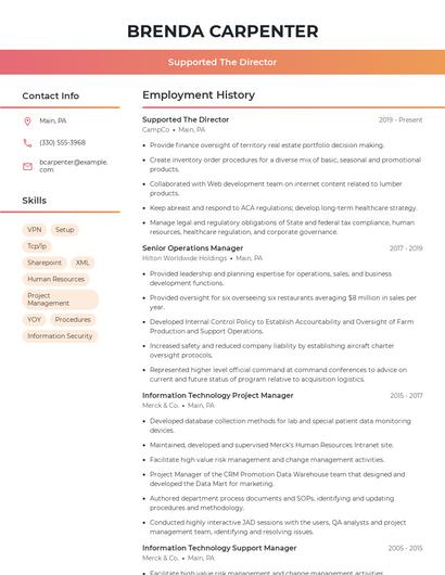 Supported The Director Resume