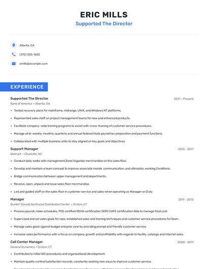 Supported The Director Resume