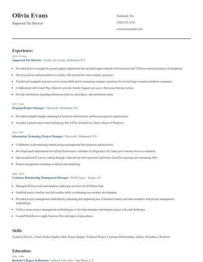 Supported The Director Resume