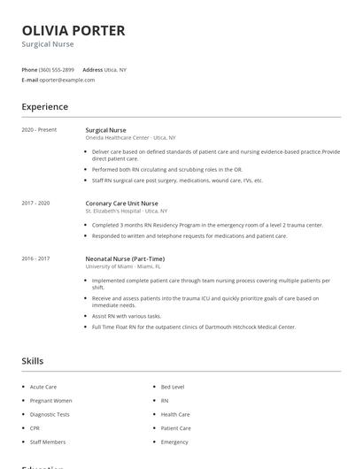 Surgical Nurse Resume