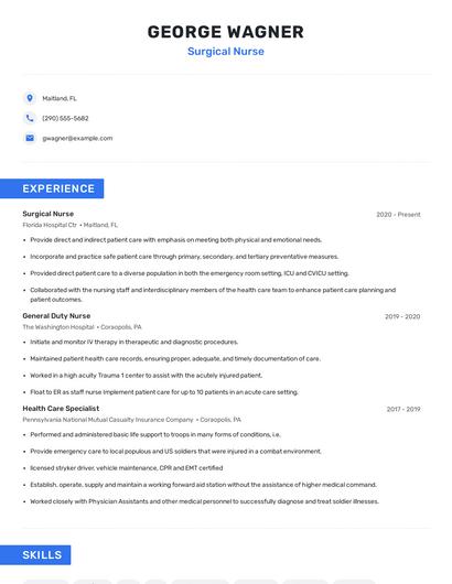 Surgical Nurse Resume