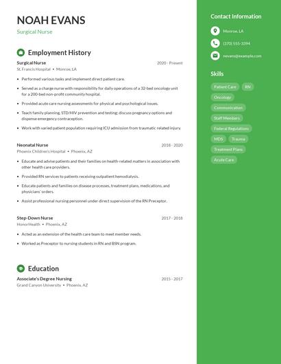 Surgical Nurse Resume