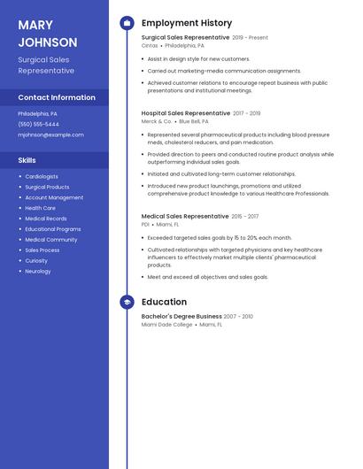 Surgical Sales Representative Resume