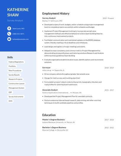 Survey Analyst Resume