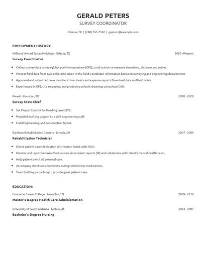 Survey Coordinator Resume