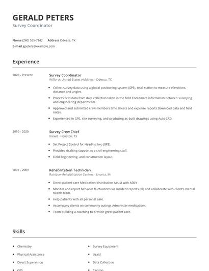 Survey Coordinator Resume