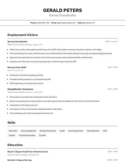 Survey Coordinator Resume