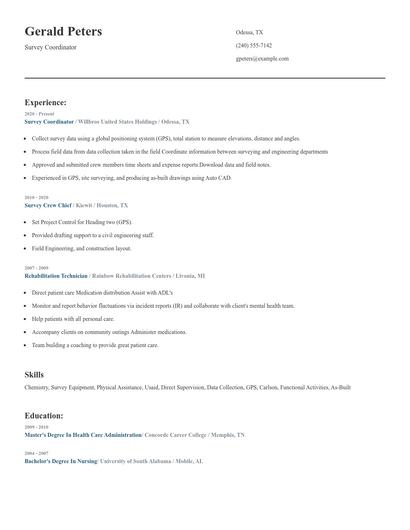 Survey Coordinator Resume