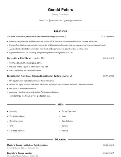Survey Coordinator Resume