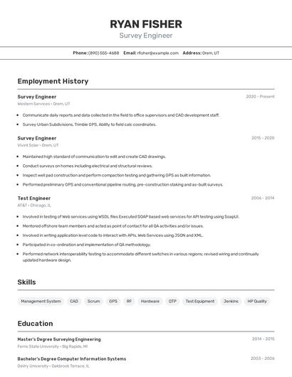 Survey Engineer Resume