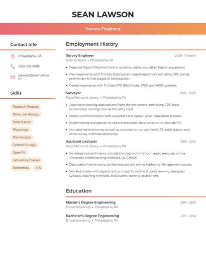 Survey Engineer Resume