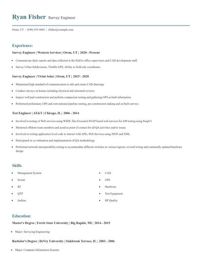 Survey Engineer Resume