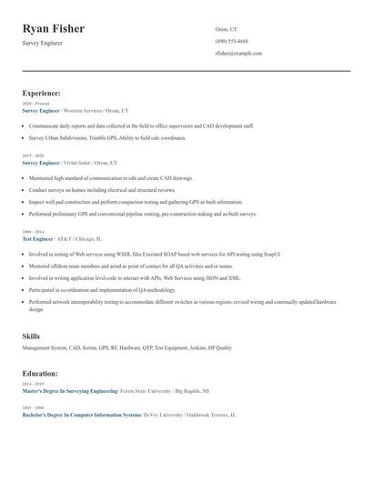 Survey Engineer Resume