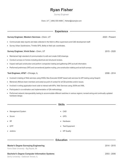 Survey Engineer Resume
