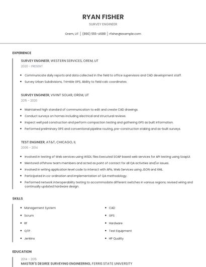 Survey Engineer Resume