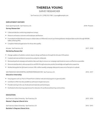 Survey Researcher Resume