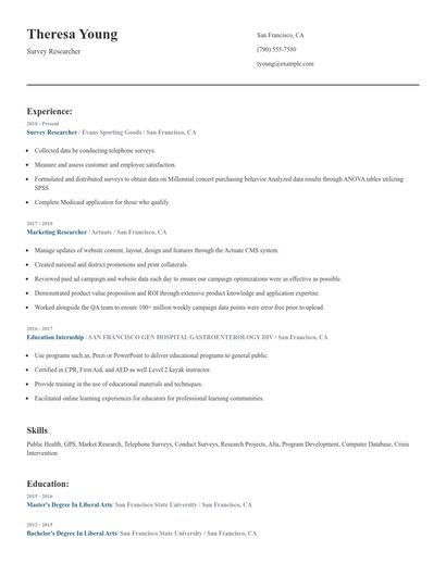 Survey Researcher Resume