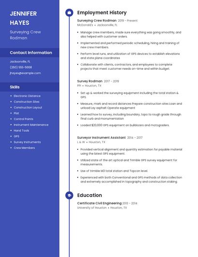 Surveying Crew Rodman Resume