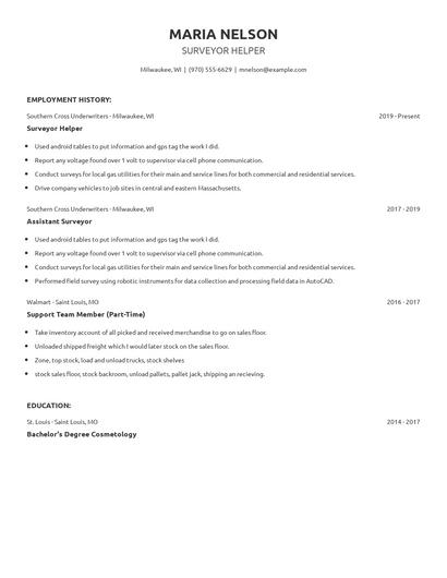Surveyor Helper Resume