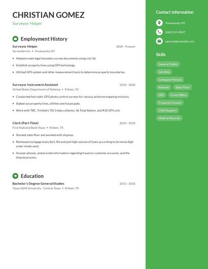 Surveyor Helper Resume