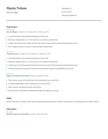 Surveyor Helper Resume