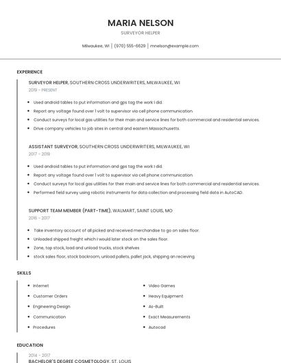 Surveyor Helper Resume