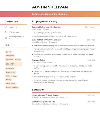 Sustainable Communities Designer Resume