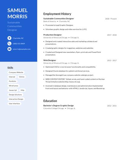 Sustainable Communities Designer Resume