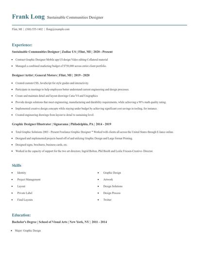 Sustainable Communities Designer Resume