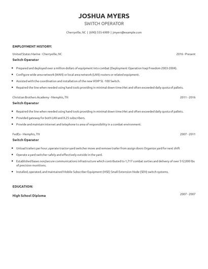 Switch Operator Resume