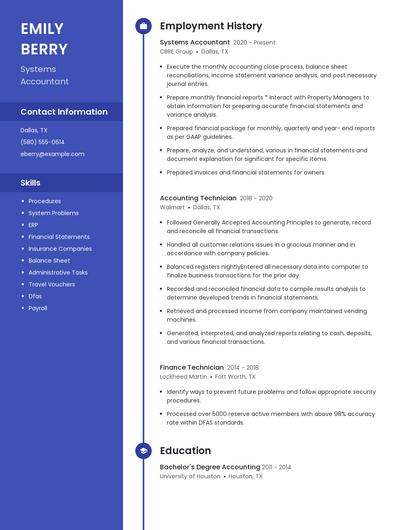 Systems Accountant Resume