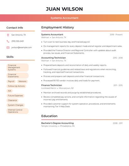 Systems Accountant Resume
