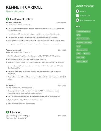 Systems Accountant Resume
