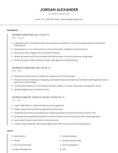 Systems Consultant Resume